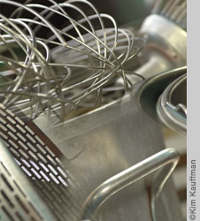 Photo collage of food preparation utensils